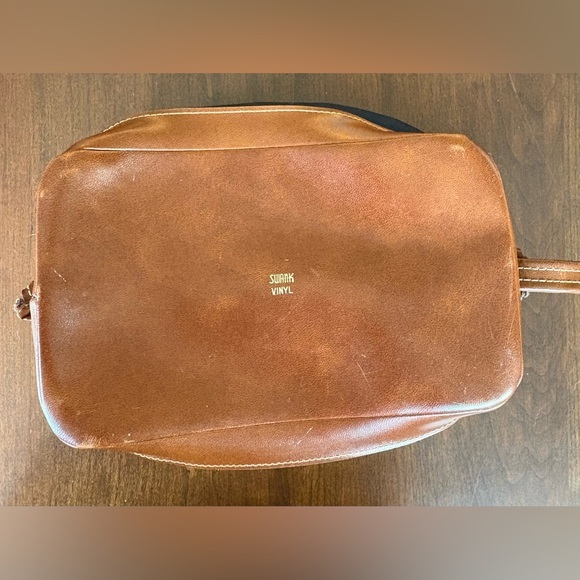 Men’s swank Vinyl Navy Anchor Canvas & Leather Toiletry Kit Travel Bag Zippered - Picture 4 of 9